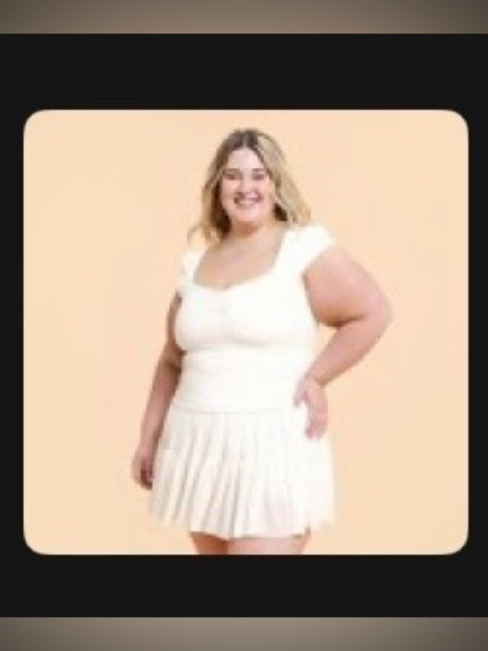 Blogilates Women's Sweetheart Cropped Short Sleeve Shirt - Cream 2X